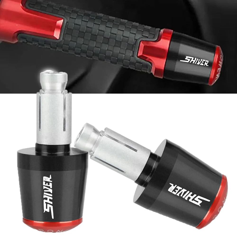 SHIVER 900 2007-2022 Motorrad Lenkerenden 22mm 7/8' Lenkergewichte für A&prilia Shiver SL750 Shiver 900 2007-2022 - Schwarz/Rot von QJY-Motor Part-Store