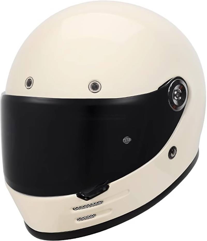 Full Face Integral Motorradhelm Retro Helm mit Visier, Motorrad Jethelme DOT/ECE-Zulassung für Erwachsene Herren Damen K,L=57-58cm von QKBMFK
