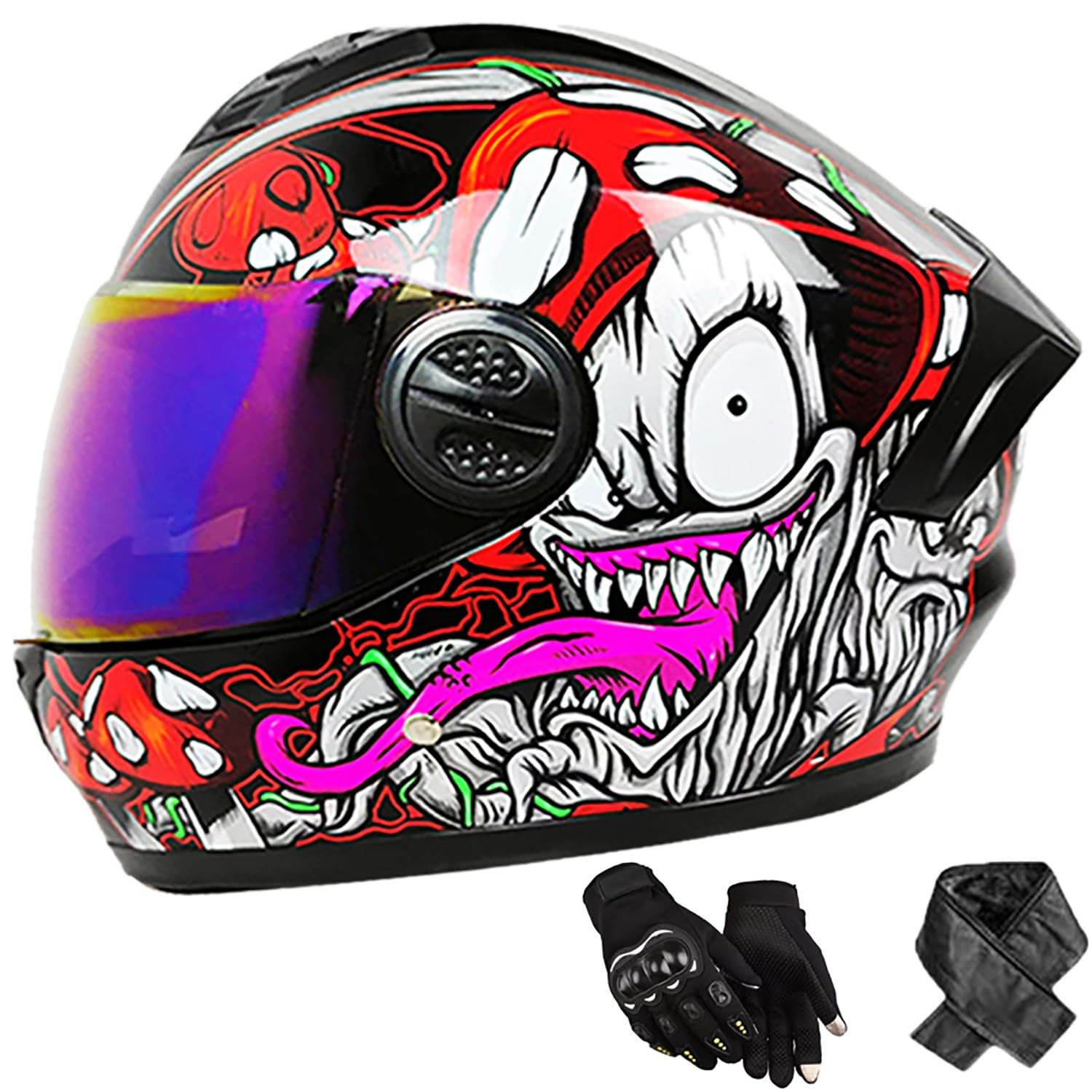 Integralhelm Erwachsene Motorradhelm mit Doppelvisier DOT/ECE Zertifiziert Scooter Mofa-Helm für Damen und Herren Rollerhelm, Größe: 58-62cm J Integralhelm Erwachsene Motorradhelm mit Doppelvisier DOT/ECE Zertifiziert Scooter Mofa-Helm für Damen und Herren Rollerhelm, Größe: 58-62cm J von QKBMFK