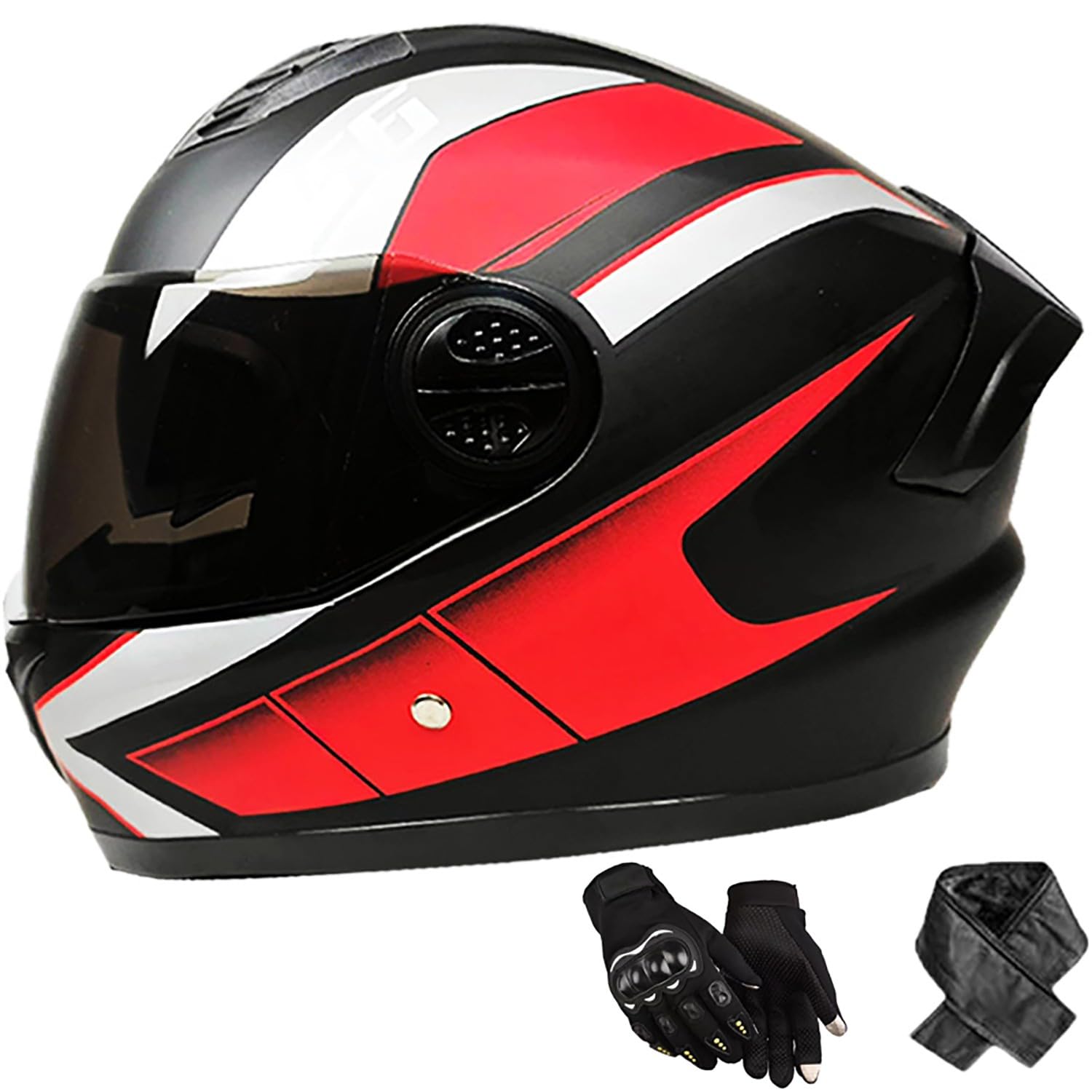 Integralhelm Erwachsene Motorradhelm mit Doppelvisier DOT/ECE Zertifiziert Scooter Mofa-Helm für Damen und Herren Rollerhelm, Größe: 58-62cm L Integralhelm Erwachsene Motorradhelm mit Doppelvisier DOT/ECE Zertifiziert Scooter Mofa-Helm für Damen und Herren Rollerhelm, Größe: 58-62cm L von QKBMFK
