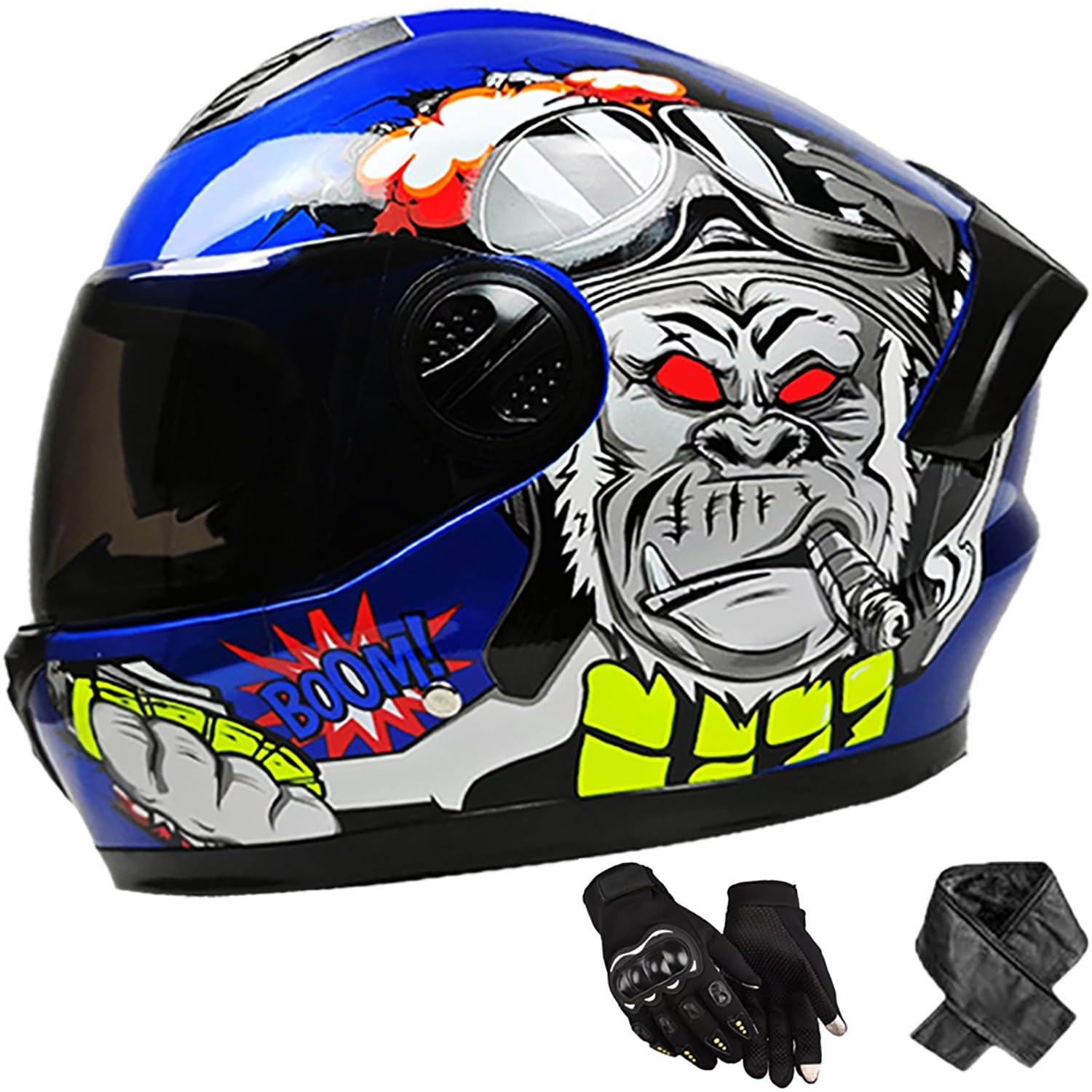 Integralhelm Erwachsene Motorradhelm mit Doppelvisier DOT/ECE Zertifiziert Scooter Mofa-Helm für Damen und Herren Rollerhelm, Größe: 58-62cm O Integralhelm Erwachsene Motorradhelm mit Doppelvisier DOT/ECE Zertifiziert Scooter Mofa-Helm für Damen und Herren Rollerhelm, Größe: 58-62cm O von QKBMFK