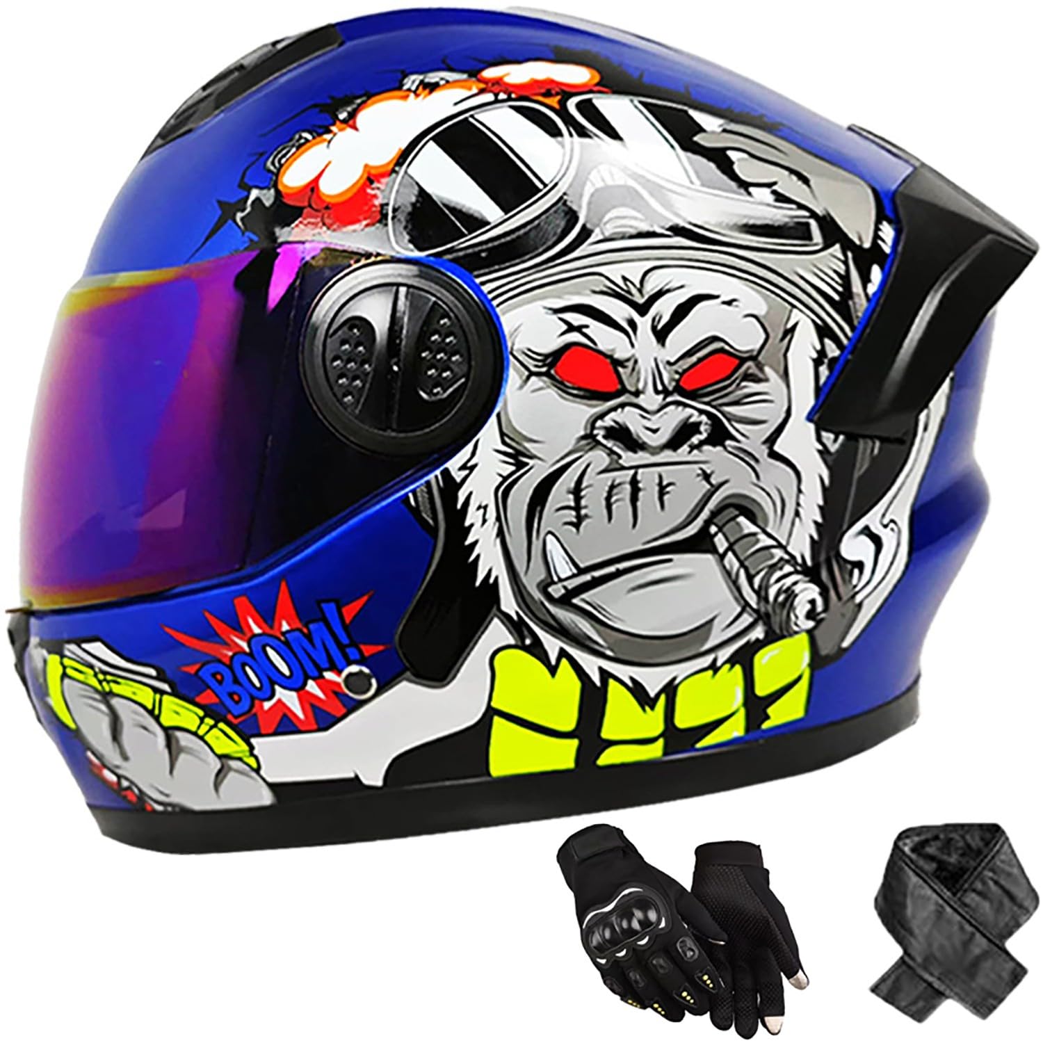 Integralhelm Erwachsene Motorradhelm mit Doppelvisier DOT/ECE Zertifiziert Scooter Mofa-Helm für Damen und Herren Rollerhelm, Größe: 58-62cm P Integralhelm Erwachsene Motorradhelm mit Doppelvisier DOT/ECE Zertifiziert Scooter Mofa-Helm für Damen und Herren Rollerhelm, Größe: 58-62cm P von QKBMFK