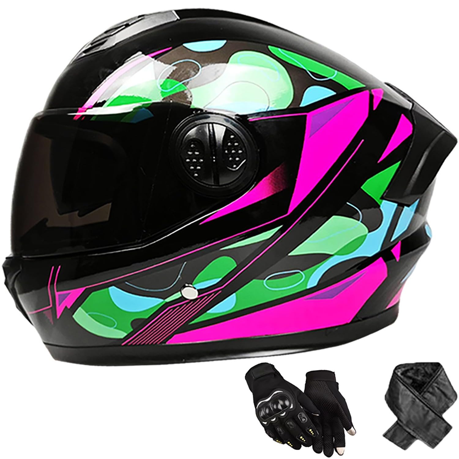 Integralhelm Erwachsene Motorradhelm mit Doppelvisier DOT/ECE Zertifiziert Scooter Mofa-Helm für Damen und Herren Rollerhelm, Größe: 58-62cm R Integralhelm Erwachsene Motorradhelm mit Doppelvisier DOT/ECE Zertifiziert Scooter Mofa-Helm für Damen und Herren Rollerhelm, Größe: 58-62cm R von QKBMFK