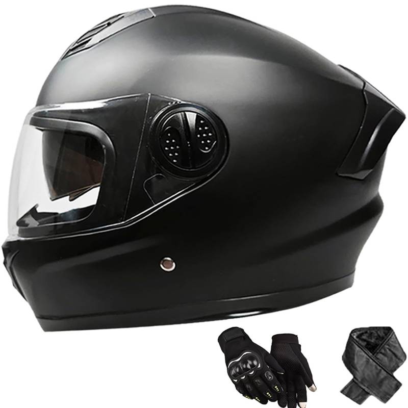 Integralhelm Erwachsene Motorradhelm mit Doppelvisier DOT/ECE Zertifiziert Scooter Mofa-Helm für Damen und Herren Rollerhelm, Größe: 58-62cm T von QKBMFK