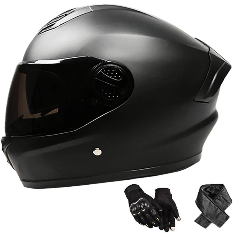 Integralhelm Erwachsene Motorradhelm mit Doppelvisier DOT/ECE Zertifiziert Scooter Mofa-Helm für Damen und Herren Rollerhelm, Größe: 58-62cm U von QKBMFK