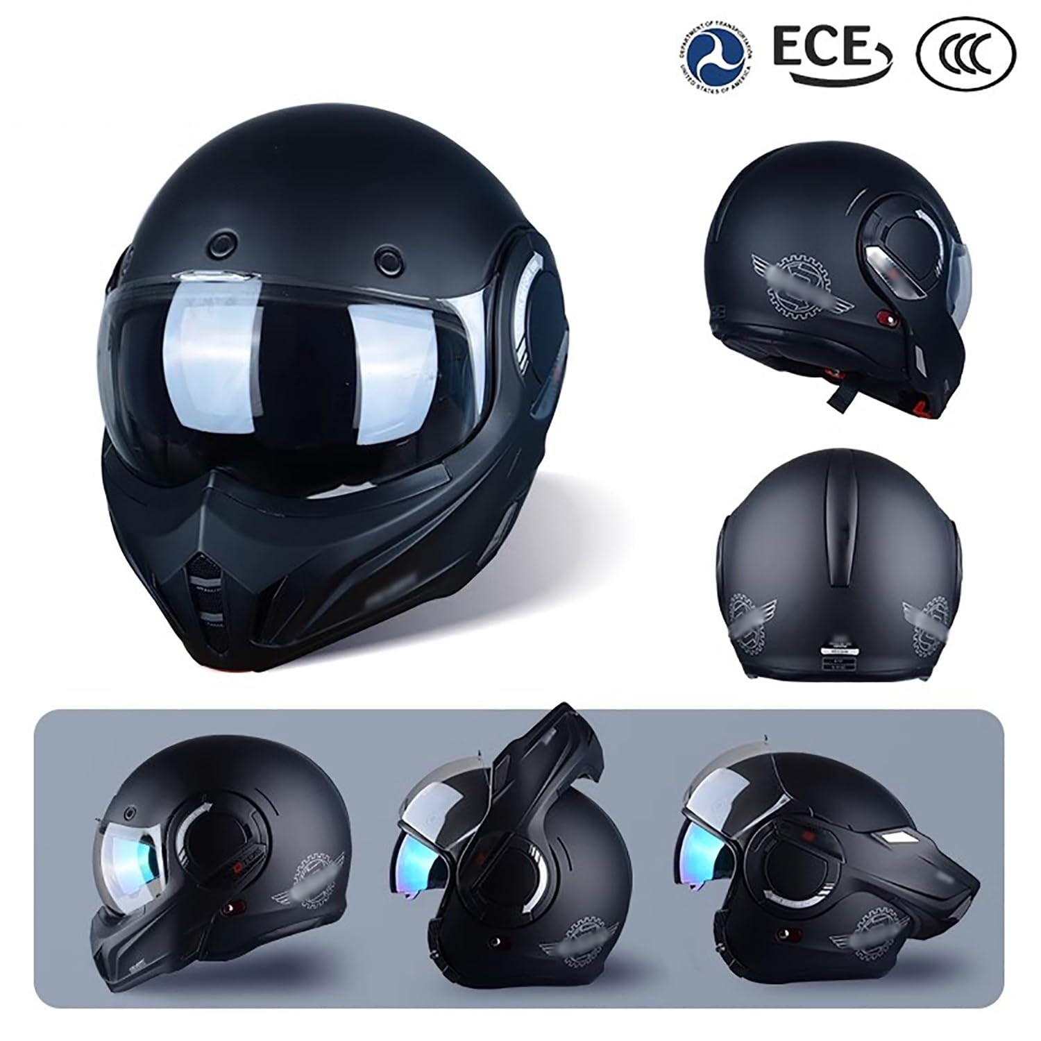 Klapphelm Motorrad Helm mit Doppelvisier ECE-Zugelassener Modular Motorradhelm B,XXL=62cm Klapphelm Motorrad Helm mit Doppelvisier ECE-Zugelassener Modular Motorradhelm B,XXL=62cm von QKBMFK