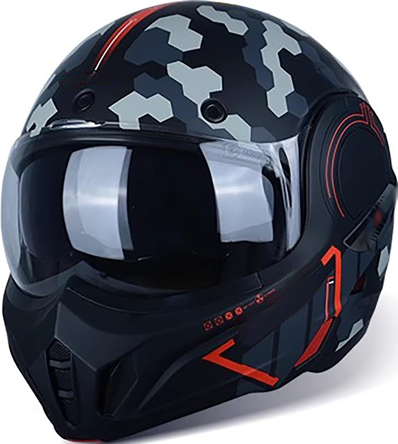 Klapphelm Motorrad Helm mit Doppelvisier ECE-Zugelassener Modular Motorradhelm D,M=56-57cm Klapphelm Motorrad Helm mit Doppelvisier ECE-Zugelassener Modular Motorradhelm D,M=56-57cm von QKBMFK