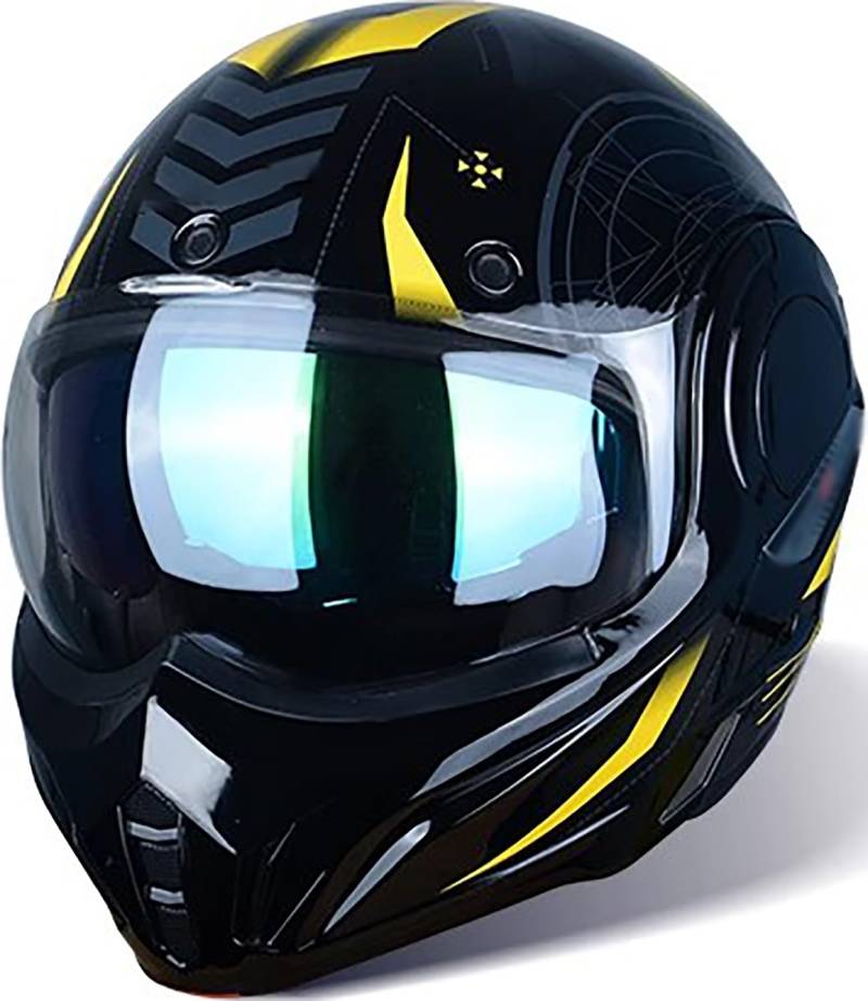 Klapphelm Motorrad Helm mit Doppelvisier ECE-Zugelassener Modular Motorradhelm F,L=58-59cm von QKBMFK