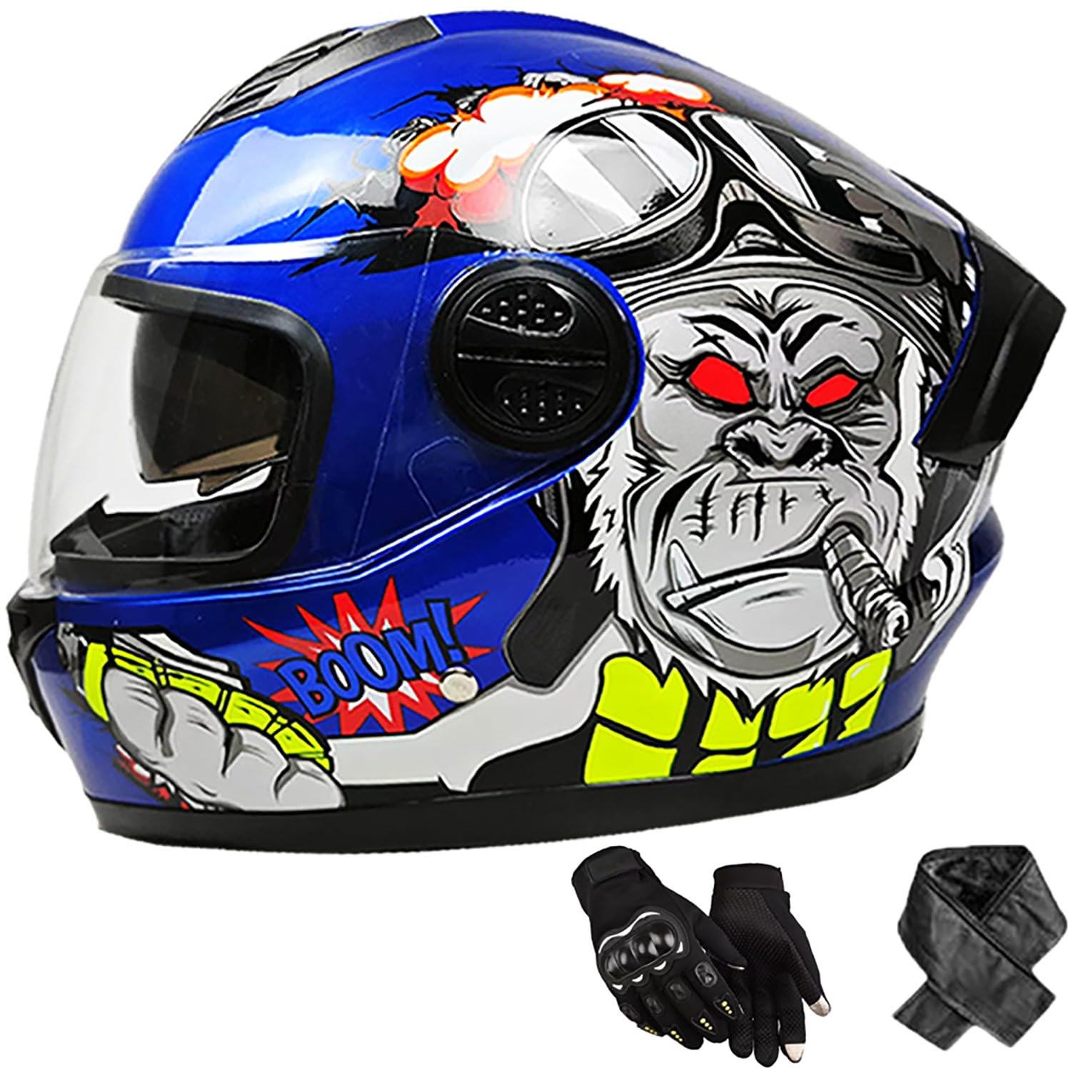 Motorradhelm Doppelvisier Integralhelm für Damen und Herren DOT/ECE-Zulassung Fullface Helm mit Sonnenblende Rollerhelm Sturzhelm, Größe: 58-62cm Q Motorradhelm Doppelvisier Integralhelm für Damen und Herren DOT/ECE-Zulassung Fullface Helm mit Sonnenblende Rollerhelm Sturzhelm, Größe: 58-62cm Q von QKBMFK