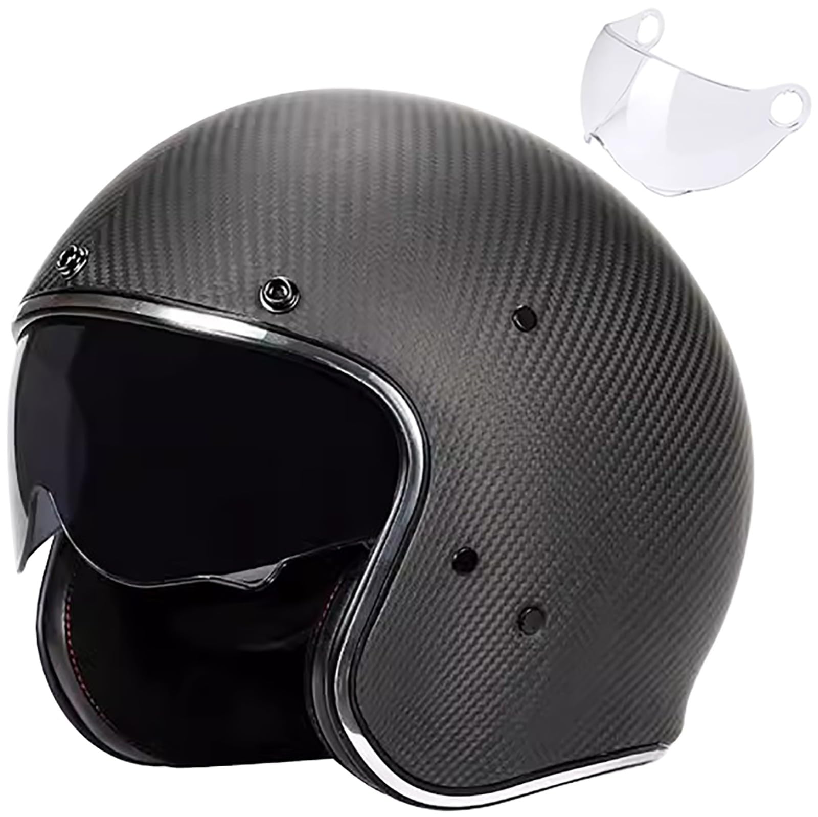 Retro 3/4-Motorradhelm Carbon Jet-Helm Chopper Motorrad-Helm mit Visier ECE-Zulassung Vintage Open Face Motorradhelm für Scooter Moped ATV Street Bike 3K-A,L=59-60CM Retro 3/4-Motorradhelm Carbon Jet-Helm Chopper Motorrad-Helm mit Visier ECE-Zulassung Vintage Open Face Motorradhelm für Scooter Moped ATV Street Bike 3K-A,L=59-60CM von QKBMFK