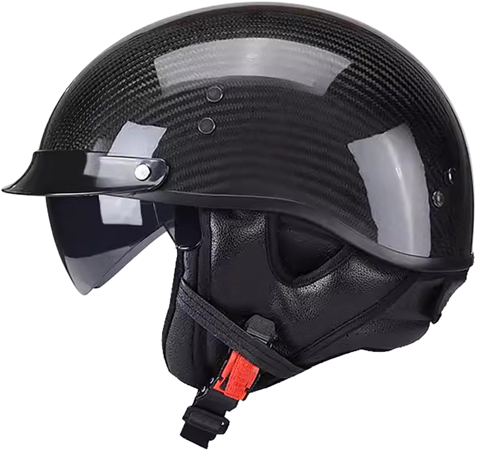 Retro Motorrad Half Helm Carbon Jet-Helm Chopper Motorrad-Helm mit Visier ECE-Zulassung Erwachsene Vintage Open Face Motorradhelm für Scooter Moped Street Bike 3K-C,L=58-59CM Retro Motorrad Half Helm Carbon Jet-Helm Chopper Motorrad-Helm mit Visier ECE-Zulassung Erwachsene Vintage Open Face Motorradhelm für Scooter Moped Street Bike 3K-C,L=58-59CM von QKBMFK