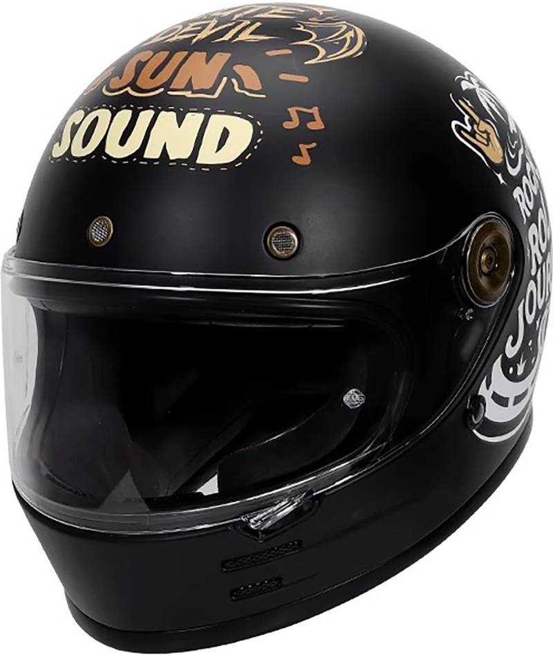 Retro Motorradhelm Integralhelme mit Visier, DOT/ECE-Zulassung Full Face Helme Scooter Mofa-Helm Jethelme A,4XL=64-65cm von QKBMFK