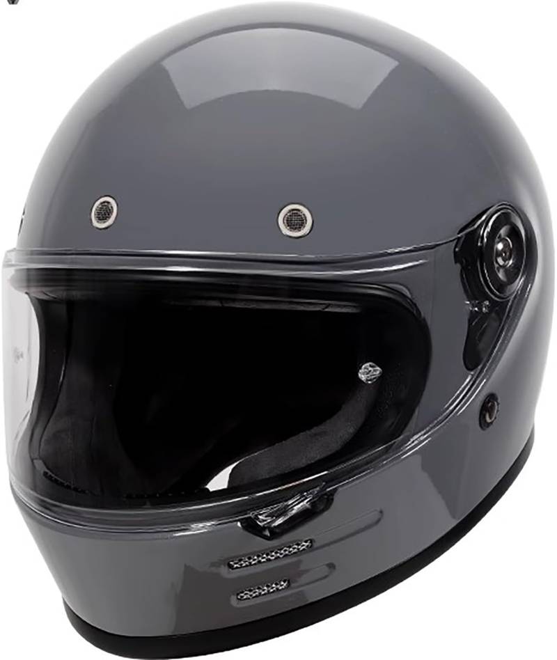 Retro Motorradhelm Integralhelme mit Visier, DOT/ECE-Zulassung Full Face Helme Scooter Mofa-Helm Jethelme H,L=57-58cm von QKBMFK