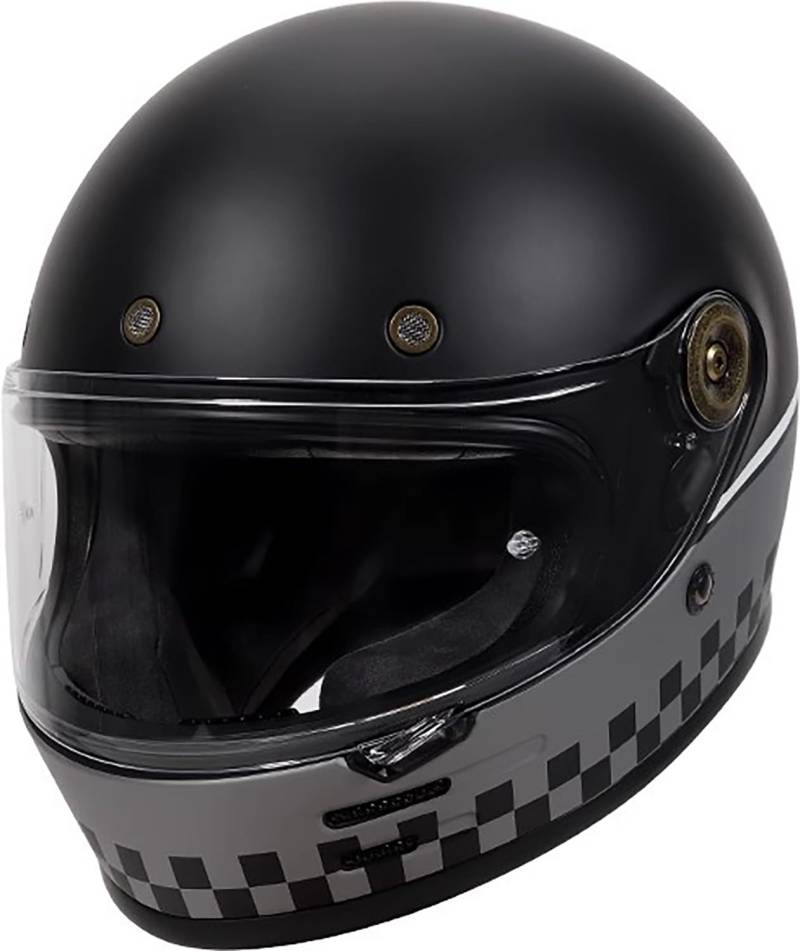 Retro Motorradhelm Integralhelme mit Visier, DOT/ECE-Zulassung Full Face Helme Scooter Mofa-Helm Jethelme N,4XL=64-65cm von QKBMFK