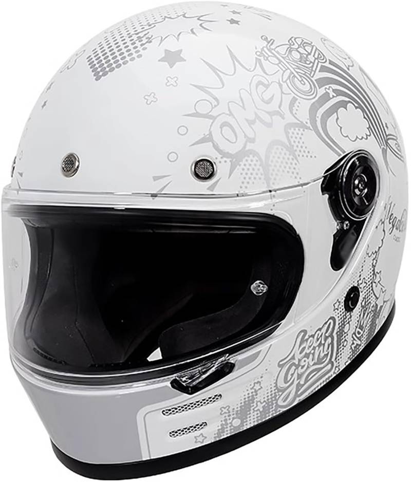 Retro Motorradhelm Integralhelme mit Visier, DOT/ECE-Zulassung Full Face Helme Scooter Mofa-Helm Jethelme P,4XL=64-65cm von QKBMFK