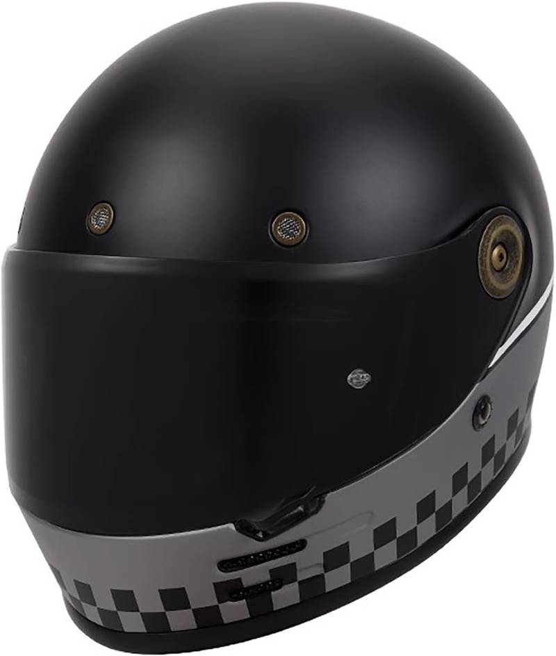 Retro Motorradhelm Integralhelme mit Visier, Motorrad Jethelme DOT/ECE-Zulassung Erwachsene Mode Motorradhelm F,4XL=64-65cm von QKBMFK