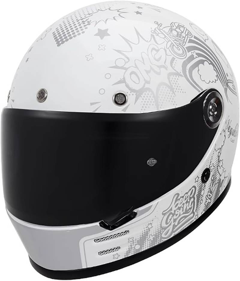 Retro Motorradhelm Integralhelme mit Visier, Motorrad Jethelme DOT/ECE-Zulassung Erwachsene Mode Motorradhelm T,4XL=64-65cm von QKBMFK