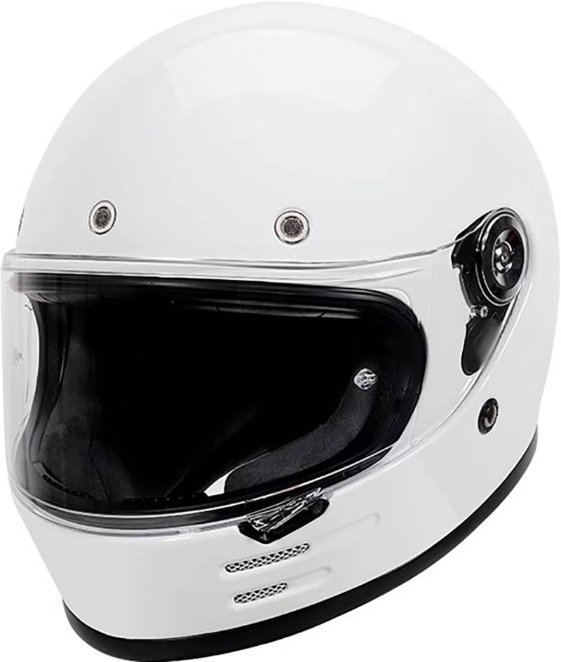 Vintage Integralhelm Motorrad Helm Motorradhelm mit Visier, Jethelme DOT/ECE-Zulassung Full Face Helme für Erwachsene Herren Damen A,2XL=61-62cm von QKBMFK