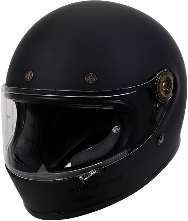 Vintage Integralhelm Motorrad Helm Motorradhelm mit Visier, Jethelme DOT/ECE-Zulassung Full Face Helme für Erwachsene Herren Damen F,4XL=64-65cm von QKBMFK