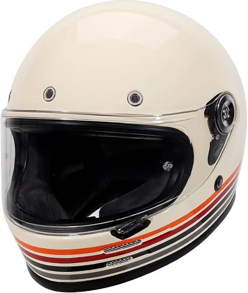 Vintage Integralhelm Motorrad Helm Motorradhelm mit Visier, Jethelme DOT/ECE-Zulassung Full Face Helme für Erwachsene Herren Damen I,L=57-58cm von QKBMFK