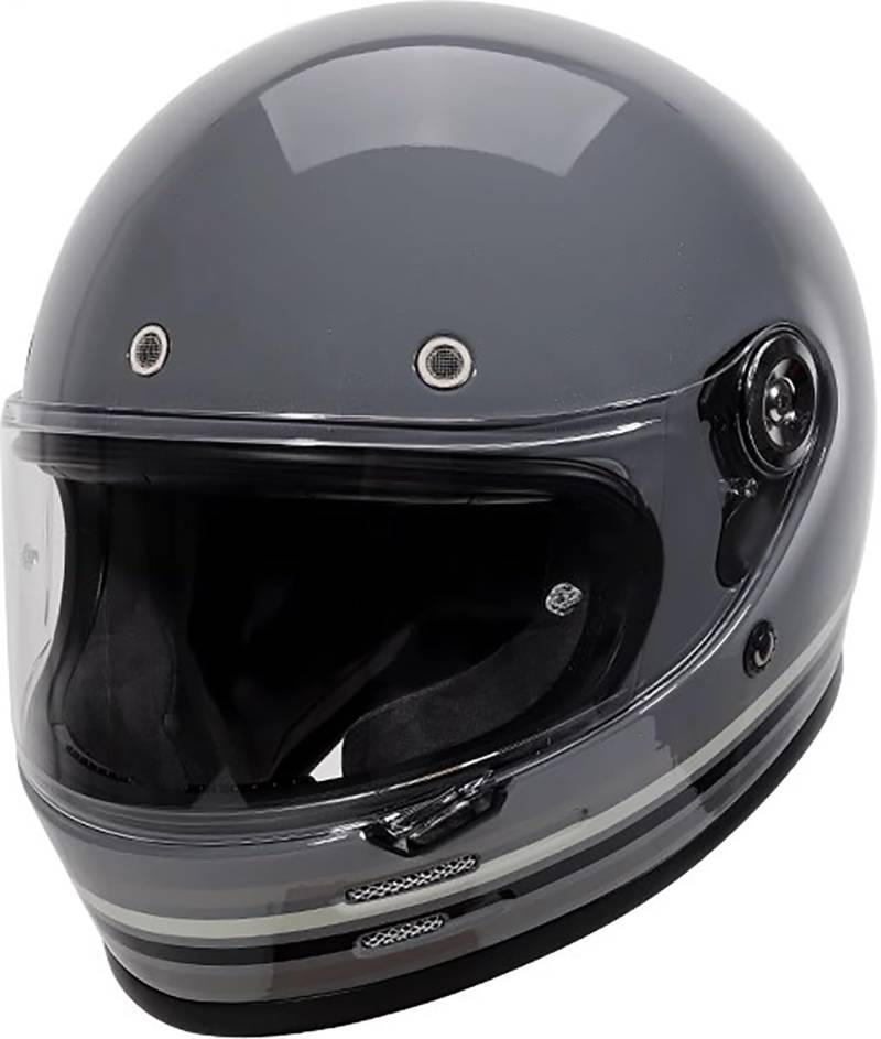Vintage Integralhelm Motorrad Helm Motorradhelm mit Visier, Jethelme DOT/ECE-Zulassung Full Face Helme für Erwachsene Herren Damen K,4XL=64-65cm von QKBMFK