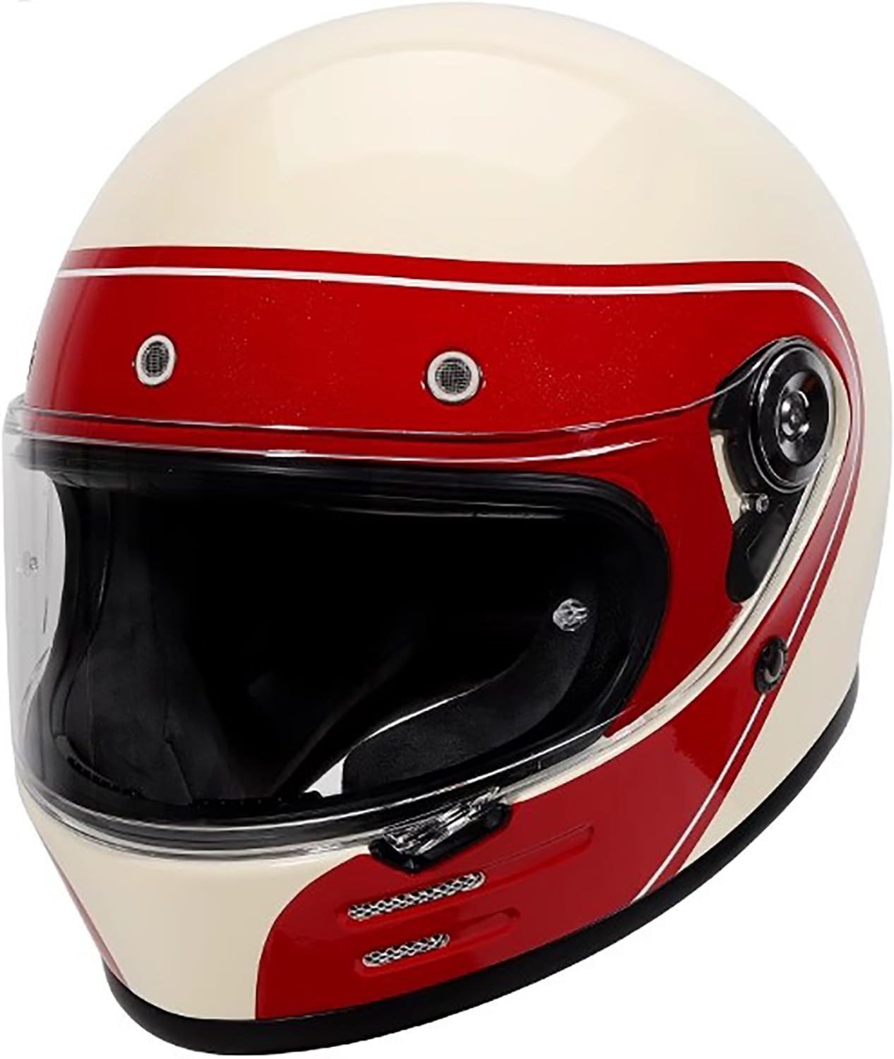 Vintage Integralhelm Motorrad Helm Motorradhelm mit Visier, Jethelme DOT/ECE-Zulassung Full Face Helme für Erwachsene Herren Damen R,L=57-58cm Vintage Integralhelm Motorrad Helm Motorradhelm mit Visier, Jethelme DOT/ECE-Zulassung Full Face Helme für Erwachsene Herren Damen R,L=57-58cm von QKBMFK