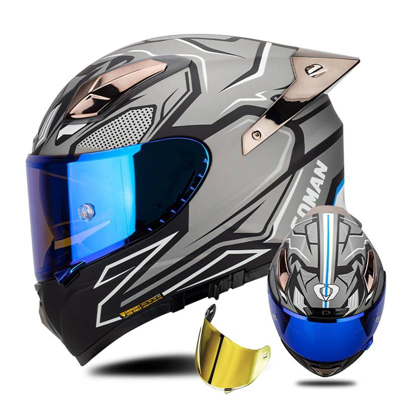 Doppelvisier-Motorradhelm,ECE-Geprüfter Fiberglashelm, Modularer Integralhelm Für Motorradfahrer Mit Schwarzer/Klarer/REVO-Sonnenblende, Modulare Integralhelme Für Damen Und Herren A3,S/{54~55cm} von QKDWQZ