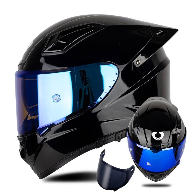 Doppelvisier-Motorradhelm,ECE-Geprüfter Fiberglashelm, Modularer Integralhelm Für Motorradfahrer Mit Schwarzer/Klarer/REVO-Sonnenblende, Modulare Integralhelme Für Damen Und Herren B2,L/{58~59cm} von QKDWQZ