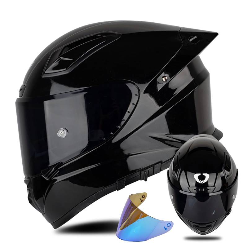 Doppelvisier-Motorradhelm,ECE-Geprüfter Fiberglashelm, Modularer Integralhelm Für Motorradfahrer Mit Schwarzer/Klarer/REVO-Sonnenblende, Modulare Integralhelme Für Damen Und Herren B3,XXL/{62~63cm} von QKDWQZ