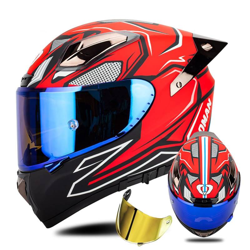 Doppelvisier-Motorradhelm,ECE-Geprüfter Fiberglashelm, Modularer Integralhelm Für Motorradfahrer Mit Schwarzer/Klarer/REVO-Sonnenblende, Modulare Integralhelme Für Damen Und Herren C2,XL/{60~61cm} von QKDWQZ