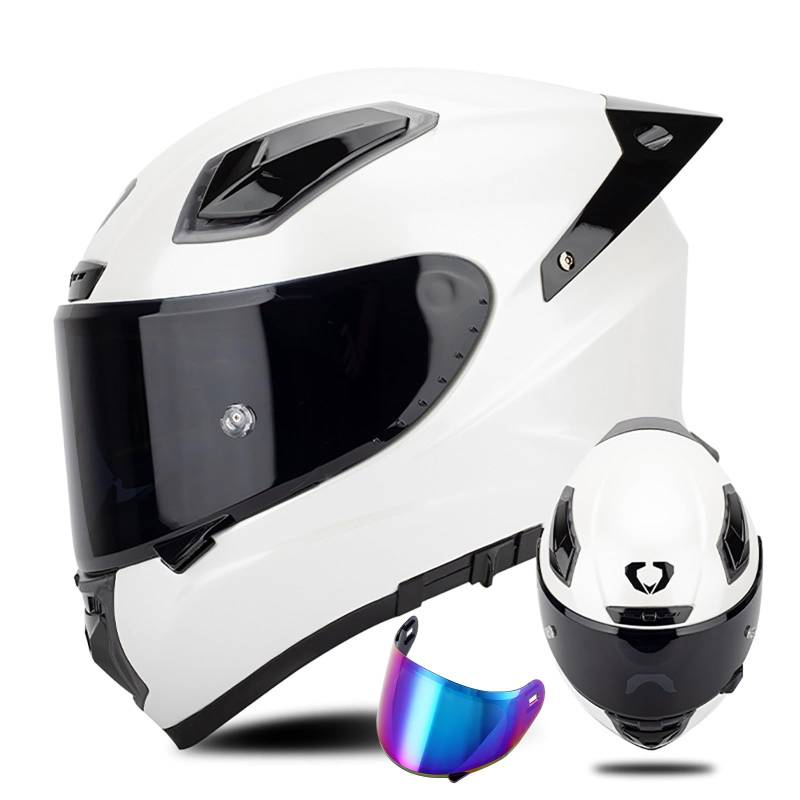 Doppelvisier-Motorradhelm,ECE-Geprüfter Fiberglashelm, Modularer Integralhelm Für Motorradfahrer Mit Schwarzer/Klarer/REVO-Sonnenblende, Modulare Integralhelme Für Damen Und Herren D3,S/{54~55cm} von QKDWQZ