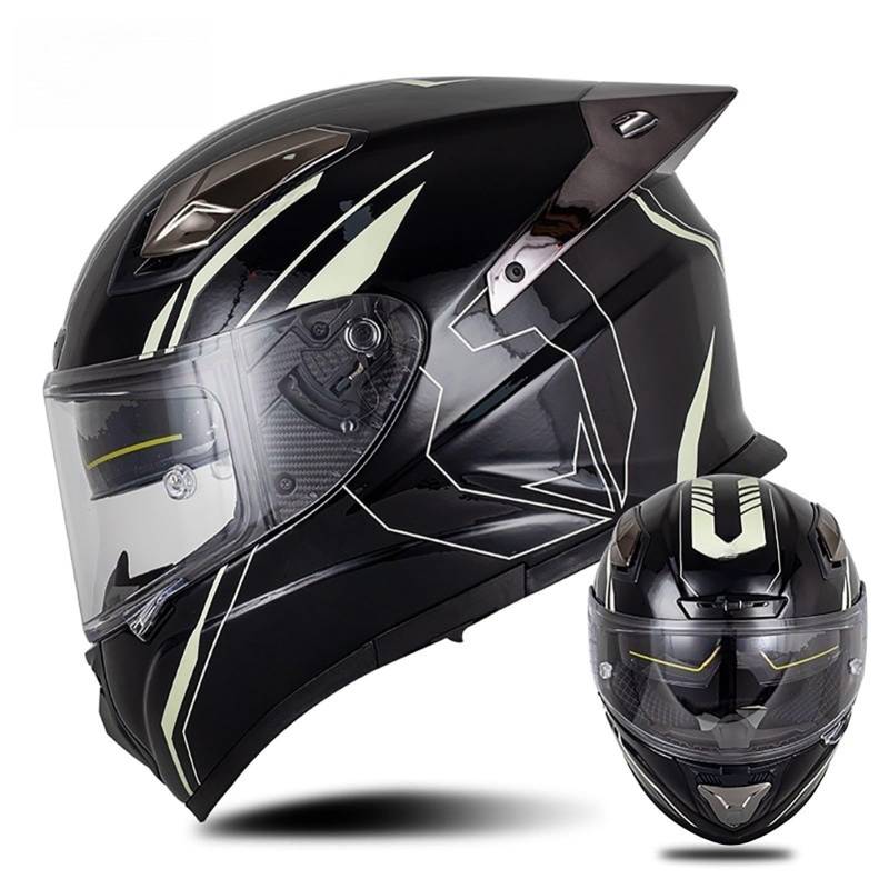 Fiberglas-Motorradhelm, ECE 22.06-Zugelassener Modularer Integrierter Helm, Integralhelm, Hochklappbar, Doppelvisier, Geeignet Für Erwachsene Männer Und Frauen A3,XXL/{62~63cm} von QKDWQZ