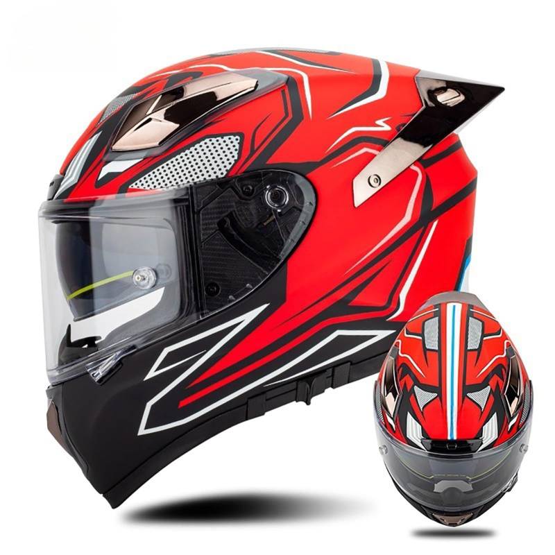 Fiberglas-Motorradhelm, ECE 22.06-Zugelassener Modularer Integrierter Helm, Integralhelm, Hochklappbar, Doppelvisier, Geeignet Für Erwachsene Männer Und Frauen C5,XL/{60~61cm} von QKDWQZ