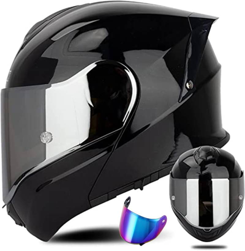 Modularer Helm Mit Solarvisier ECE 22.06 Geprüft Integralhelm Für Motorrad Rollerhelm Erwachsene Damen Doppelvisier A3, XXXXL (67~68cm) von QKDWQZ