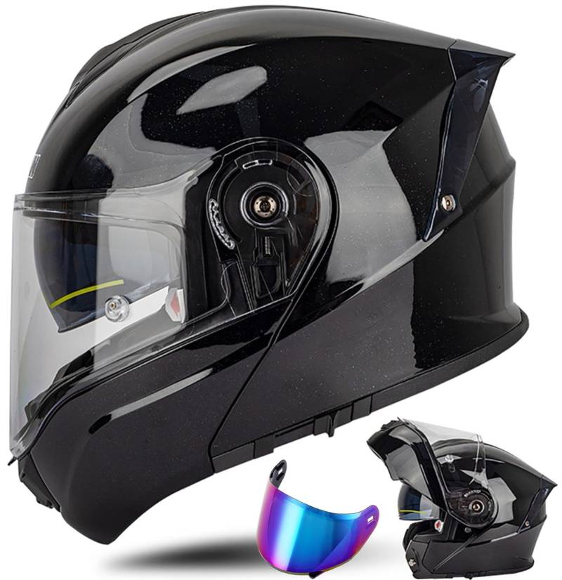 Modularer Helm Mit Solarvisier ECE 22.06 Geprüft Integralhelm Für Motorrad Rollerhelm Erwachsene Damen Doppelvisier B4,M(57~58cm) von QKDWQZ