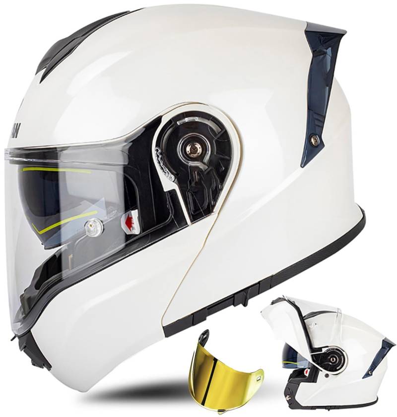 Modularer Helm Mit Solarvisier ECE 22.06 Geprüft Integralhelm Für Motorrad Rollerhelm Erwachsene Damen Doppelvisier D1, XXL (63~64cm) von QKDWQZ