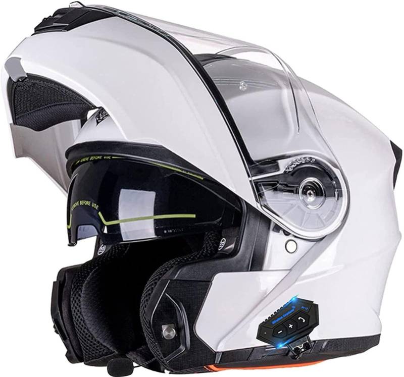 Modularer Motorrad-Crashhelm, Bluetooth-Integralhelm Für Rennmotorräder Mit Sonnenblende, ECE-Zugelassener Crashhelm, Integriertes Mikrofon Mit Zwei Lautsprechern Für Erwachsene F, XXXL(63~64cm) von QKDWQZ