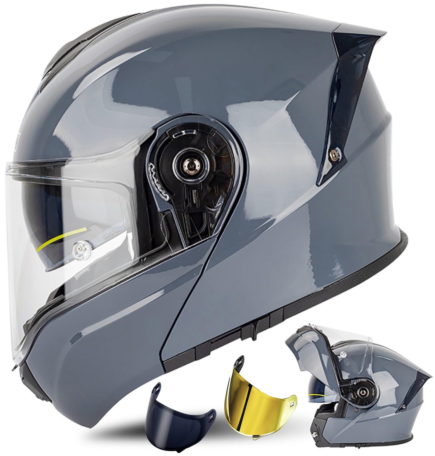 Modularer Motorradhelm, ECE-Geprüfter Integralhelm Mit 180°-Klappfunktion, Modulare Motorradhelme Für Damen Und Herren B2, XXXL(63~64cm) von QKDWQZ