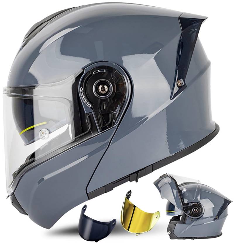 Modularer Motorradhelm, ECE-Geprüfter Integralhelm Mit 180°-Klappfunktion, Modulare Motorradhelme Für Damen Und Herren B2, XXXL(63~64cm) von QKDWQZ