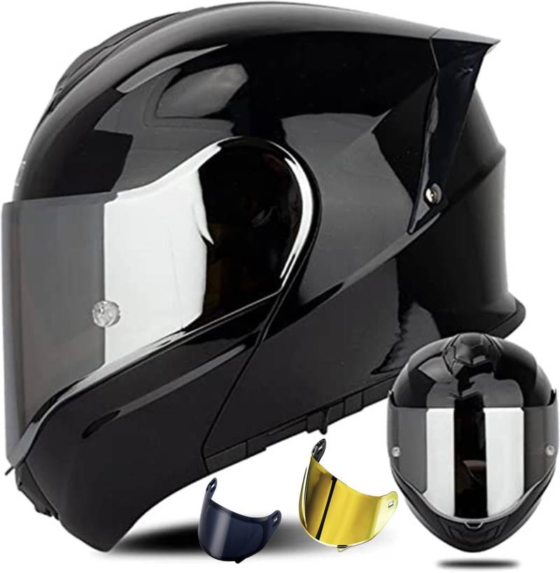 Modularer Motorradhelm, ECE-Geprüfter Integralhelm Mit 180°-Klappfunktion, Modulare Motorradhelme Für Damen Und Herren B4, XXXXL(65~66cm) von QKDWQZ