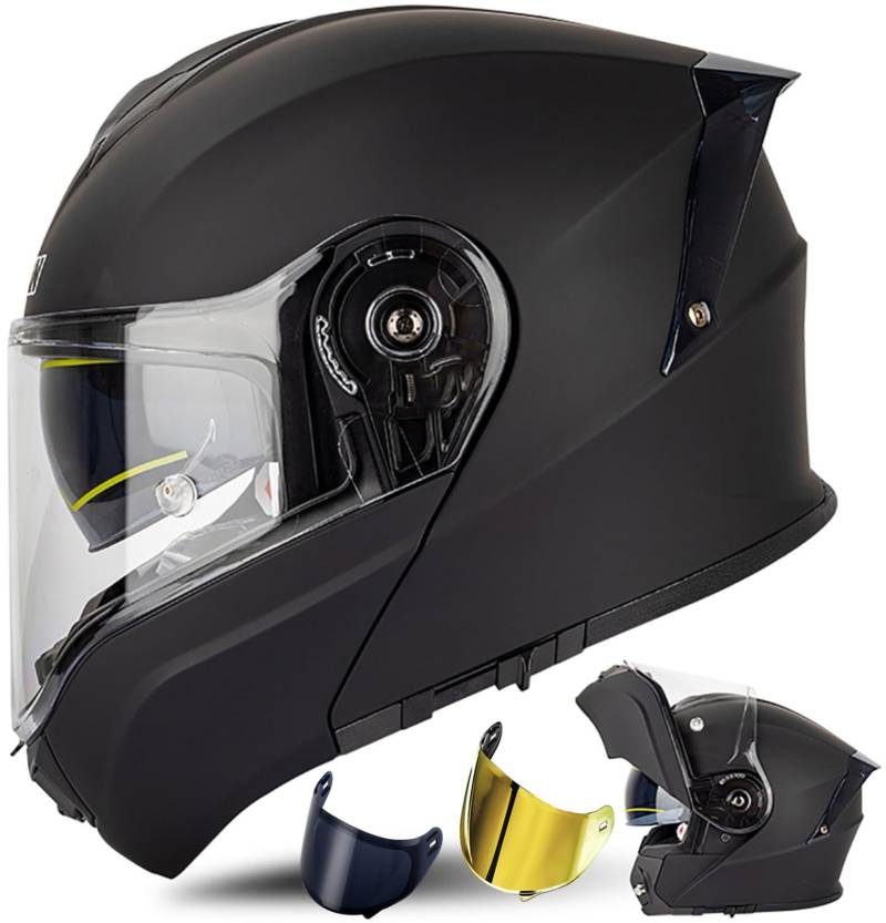 Modularer Motorradhelm, ECE-Geprüfter Integralhelm Mit 180°-Klappfunktion, Modulare Motorradhelme Für Damen Und Herren C1, XXXXL(65~66cm) von QKDWQZ