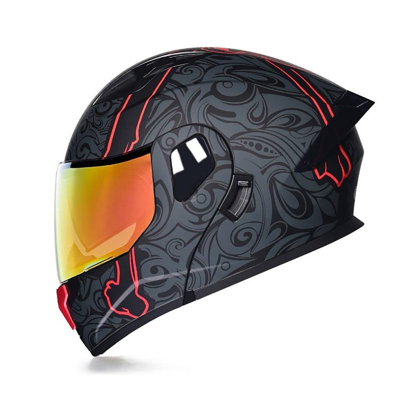Modularer Motorradhelm, Integral-Klapphelm, DOT/ECE-Geprüft, Leichtes Belüftungsdesign, Für Erwachsene Männer Und Frauen Q1,XXL/{63~64cm} von QKDWQZ