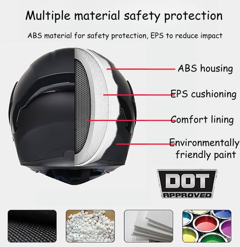 Modularer Motorradhelm Herren ECE-Geprüfter Rollerhelm Integralhelm Motorradhelm, Unisex-Erwachsener Rennradhelm B2,XL/{61~62cm} von QKDWQZ