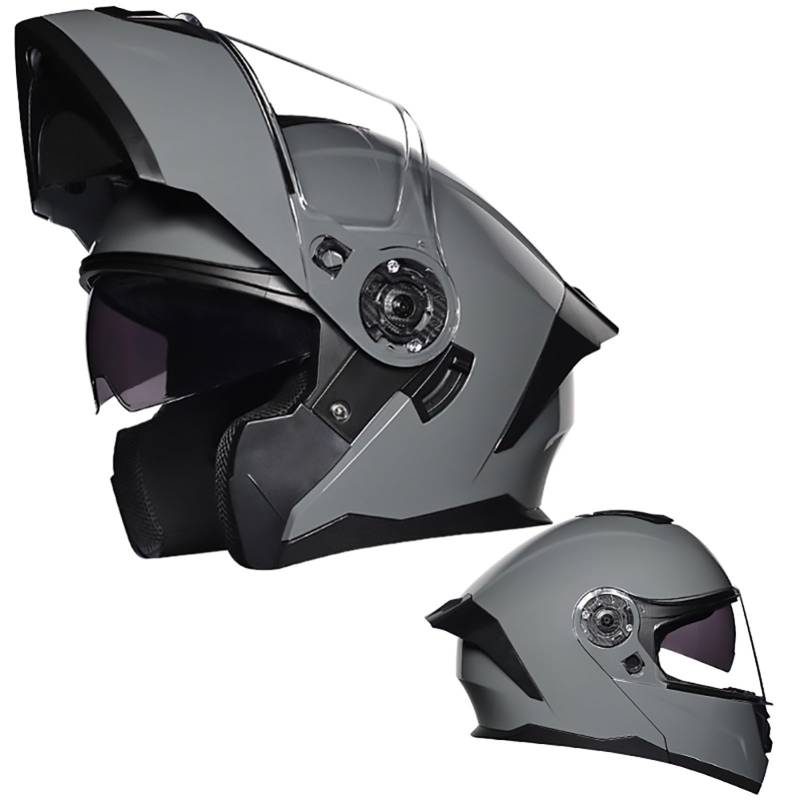 Modularer Motorradhelm Mit Hochklappbarer Vorderseite, Modularer Motorrad-Crashhelm Mit Beschlagfreien Doppelvisieren, DOT/ECE-Zugelassener Integralhelm C1,L/{59~60cm} von QKDWQZ