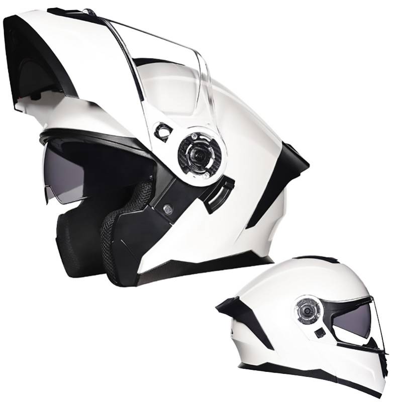 Modularer Motorradhelm Mit Hochklappbarer Vorderseite, Modularer Motorrad-Crashhelm Mit Beschlagfreien Doppelvisieren, DOT/ECE-Zugelassener Integralhelm D2,S/{55~56cm} von QKDWQZ