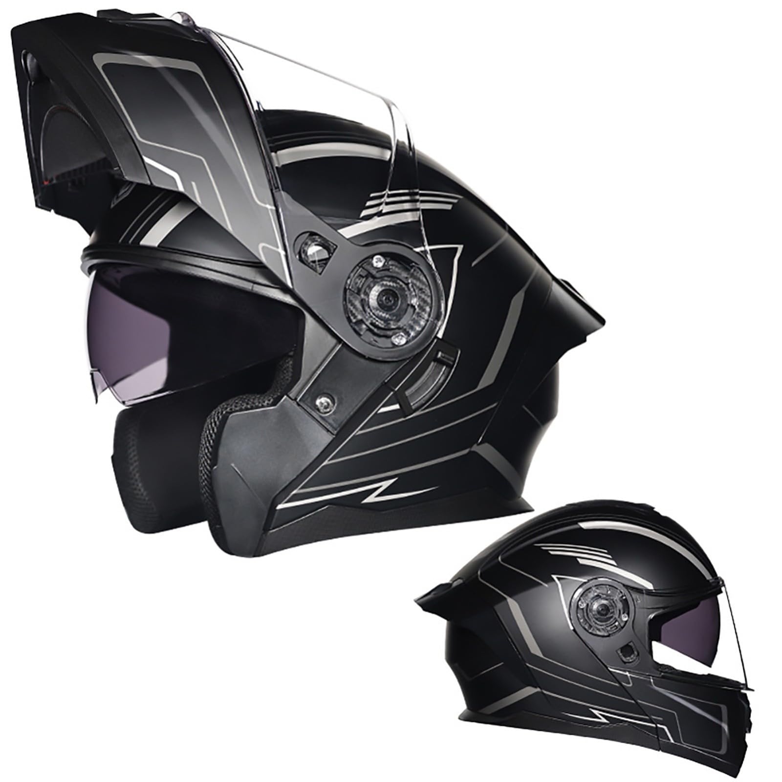 Modularer Motorradhelm Mit Hochklappbarer Vorderseite, Modularer Motorrad-Crashhelm Mit Beschlagfreien Doppelvisieren, DOT/ECE-Zugelassener Integralhelm E3,XL/{61~62cm} Modularer Motorradhelm Mit Hochklappbarer Vorderseite, Modularer Motorrad-Crashhelm Mit Beschlagfreien Doppelvisieren, DOT/ECE-Zugelassener Integralhelm E3,XL/{61~62cm} von QKDWQZ