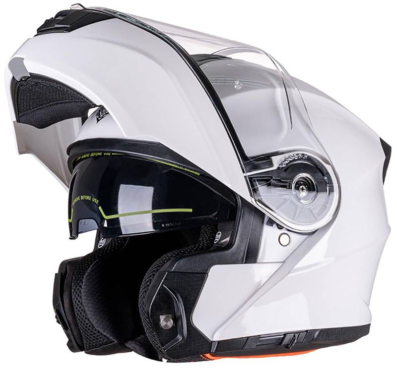 Modularer Motorradhelm Mit Klappfront, ECE 2206-Geprüft, Integralhelm Für Rennfahrer Mit Sonnenblende Für Erwachsene, Männer Und Frauen, Weiß C,XL(59~60cm) von QKDWQZ