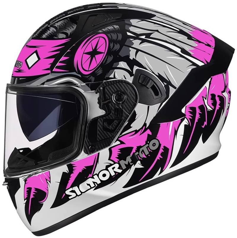 Motorrad-Integralhelme Mit Doppelvisier, Motorcross-Helme, ECE R22.06-Zugelassener Integralhelm Für Rennfahrer Und Motorradfahrer, Für Erwachsene, Männer Und Frauen A3,XL/{59~60cm} von QKDWQZ