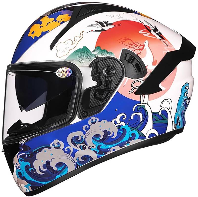Motorrad-Integralhelme Mit Doppelvisier, Motorcross-Helme, ECE R22.06-Zugelassener Integralhelm Für Rennfahrer Und Motorradfahrer, Für Erwachsene, Männer Und Frauen A4,M/{55~56cm} von QKDWQZ