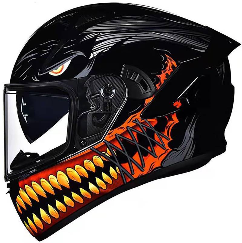 Motorrad-Integralhelme Mit Doppelvisier, Motorcross-Helme, ECE R22.06-Zugelassener Integralhelm Für Rennfahrer Und Motorradfahrer, Für Erwachsene, Männer Und Frauen B4,XL/{59~60cm} von QKDWQZ